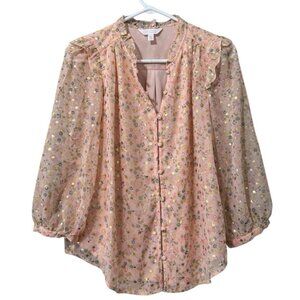 LC Lauren Conrad Pink Floral Blouse